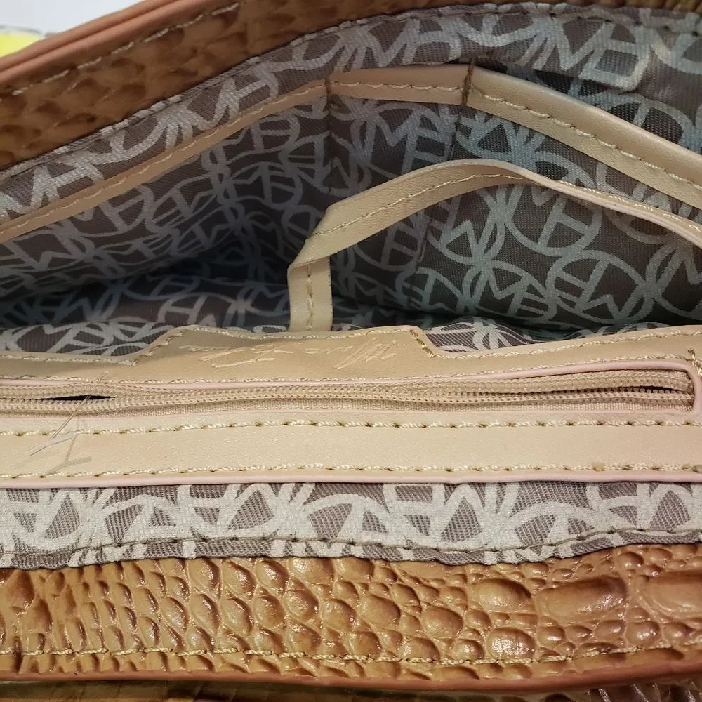 Marc Fisher Tan Croc-Embossed Women's Clutch